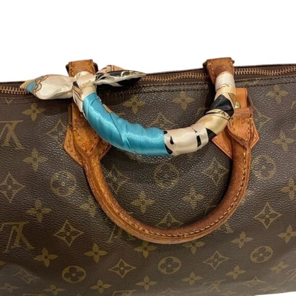 Louis Vuitton Vintage Speedy 35 Satchel Shoulder Bag Brown Monogram Chic Luxury - Picture 14 of 16